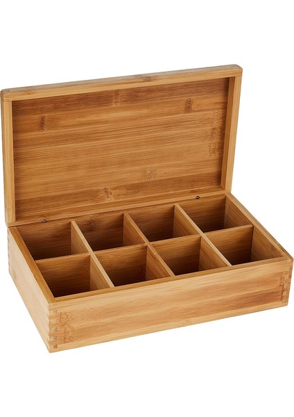 International 8 Bölmeli Bambu Ahşap Çay Kutusu, 12-3/8 "x 7-3/8" x 3-3/5"