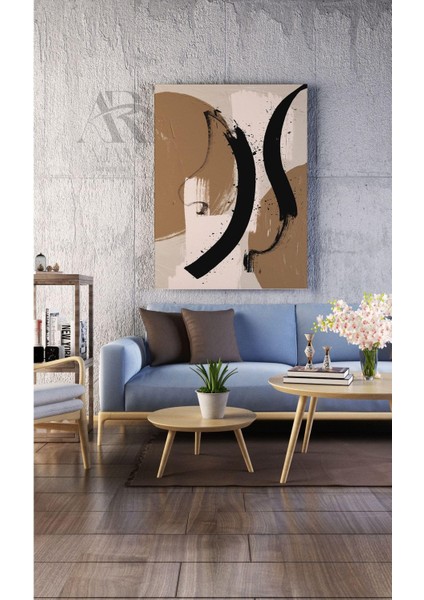 Kanvas Tablo Kahverengi Siyah Çizim Soyut Dekoratif Kanvas Tablo 60 x 90
