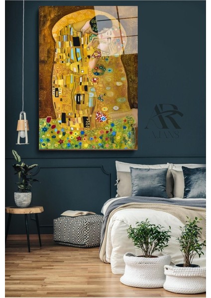 Kanvas Tablo Ilk Öpücük Dekoratif Cam Tablo 50 x 70