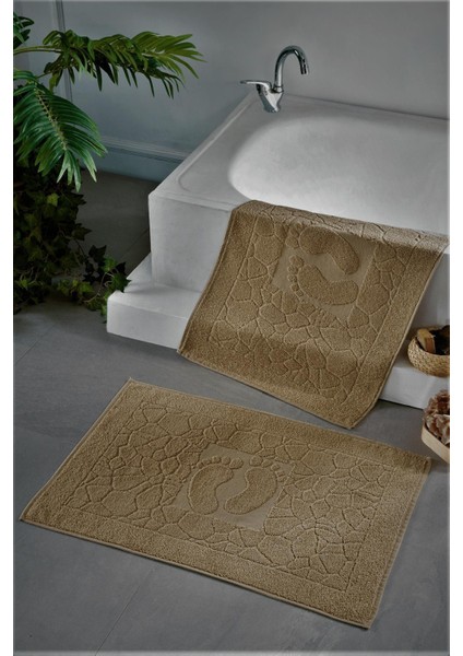 Yumuşak Pamuklu Banyo Paspas Takımı, 2'li, Kahverengi