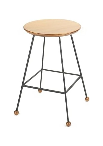 Ahşap 47 cm - Metal Ayaklı - Nervürlü Demir - Yuvarlak Kontrplak Oturma Yeri modelleri