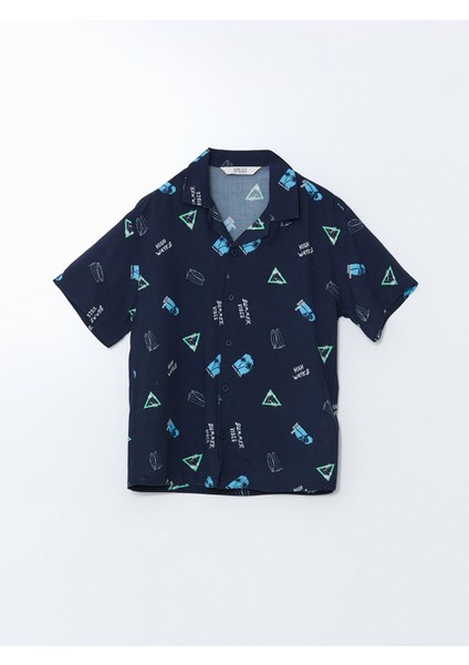 Yeni Sezon Desenli Kısa Kollu Erkek Çocuk Gömlek
