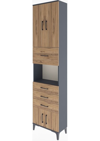 Arges Dolap 3 Raflı 4 Çekmeceli 4 Kapaklı 60X30X243 Antrasit-Çam modelleri