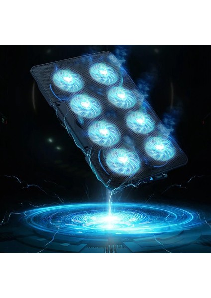 Şok Soğutma Profesyonel Dizüstü Bilgisayar Soğutucu Laptop Işıklı Oyuncu Laptoplarına Özel 8 Büyük Fanı Ile Hızlı Soğutma 2 USB Giriş A8