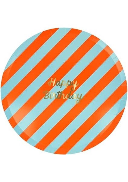 - Stripe Happy Birthday Dinner Plates - Çizgili Happy Birthday Tabaklar (L) (X8) fiyatları