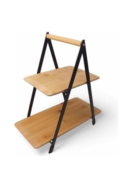 2 Katlı Dikdörtgen Bambu Servis Sunum Seti Büyük Boy, Kuru Pasta, Kurabiye ve Kek Sunumları Için Büyük Boy (34CM-26.5CM-16CM) modelleri