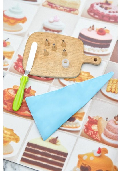 Krema Sıkma Torbası Seti 8 Parça Krema Kek Süsleme Torbası Paslanmaz Çelik Uçlu + Spatula Hediyeli fırsatları