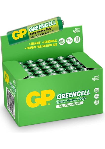 Batteries 24G R03/1212/AAA Pil, 1.5 Volt, 40&apos;lı Kutu, Yeşil/sarı/beyaz