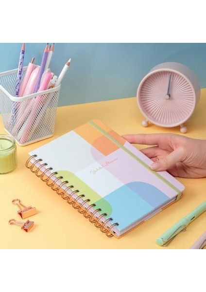 A5 Spiralli Süresiz Renkli Planlayıcı Ajanda Motivasyon Sayfalı Çok Renkli fiyatları