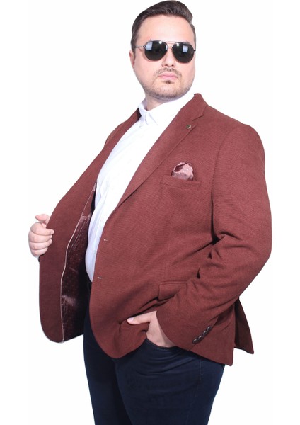 Mocgrande Erkek Büyük Beden 4 Drop Blazer Şönili Ceket 500602 Taba fiyatları