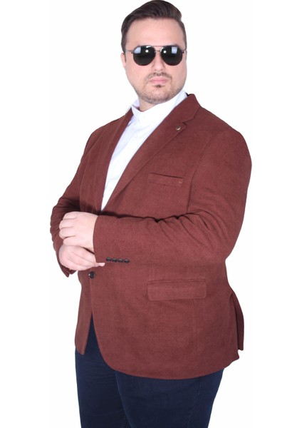 Mocgrande Erkek Büyük Beden 4 Drop Blazer Şönili Ceket 500602 Taba modelleri