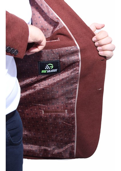 Mocgrande Erkek Büyük Beden 4 Drop Blazer Şönili Ceket 500602 Taba indirimleri