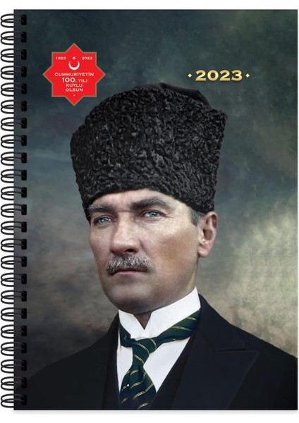 2023 Atatürk Günlük Spiralli Ajanda - Başkomutan, 17X24 cm