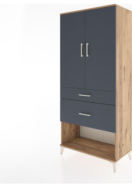Hyperion Dolap 3 Raflı 2 Çekmeceli 2 Kapaklı 88X44X195 Çam-Antrasit modelleri