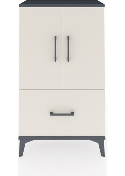 Arges Komodin 2 Raflı Tek Çekmeceli 2 Kapaklı 60X30X106 Antrasit-Aytaşı fiyatları