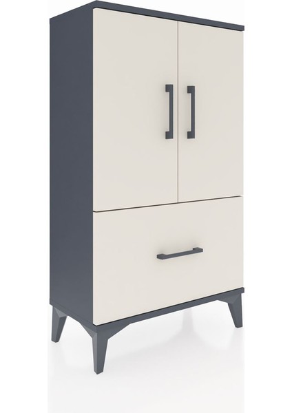 Arges Komodin 2 Raflı Tek Çekmeceli 2 Kapaklı 60X30X106 Antrasit-Aytaşı modelleri