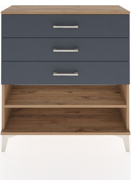 Arges Şifonyer Tek Raflı 3 Çekmeceli 88X30X96 Çam-Antrasit