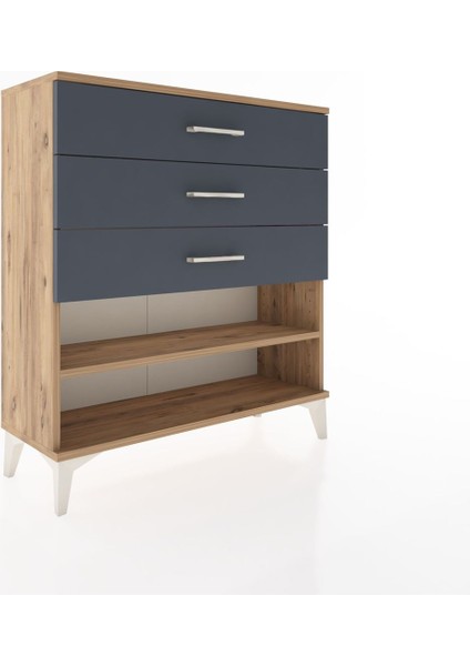 Arges Şifonyer Tek Raflı 3 Çekmeceli 88X30X96 Çam-Antrasit fiyatları