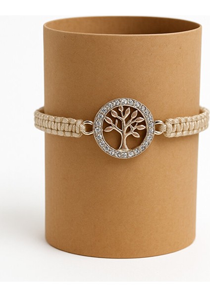 Tree Of Life (Yaşam Ağacı) Detaylı Makrome Bileklik – Krem Kordon fiyatları