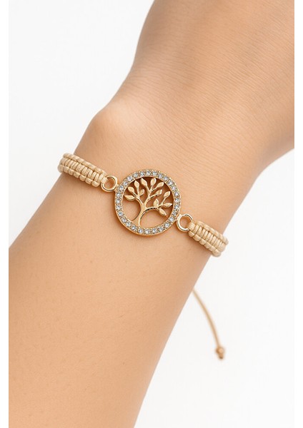 Tree Of Life (Yaşam Ağacı) Detaylı Makrome Bileklik – Krem Kordon modelleri