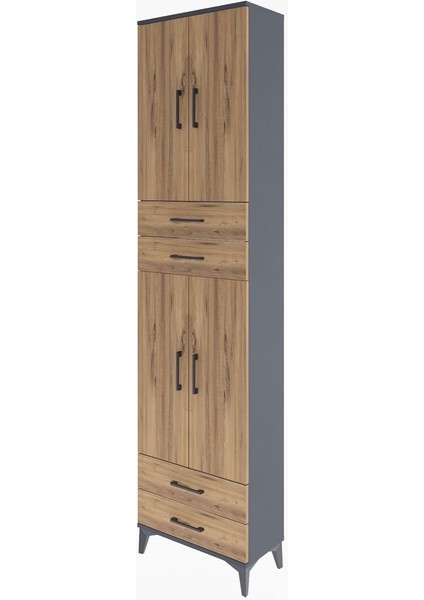 Arges Dolap 3 Raflı 4 Çekmeceli 4 Kapaklı 60X30X243 Antrasit-Çam modelleri