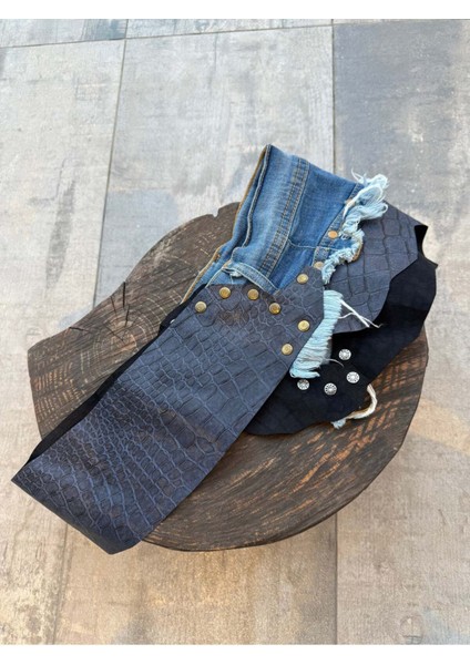 Lacivert Kot Detaylı Deri Kemer fiyatları