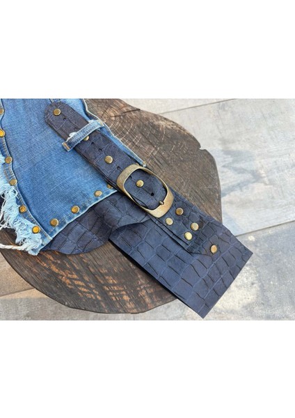 Lacivert Kot Detaylı Deri Kemer modelleri