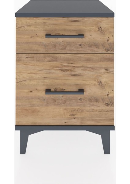 Hyperion Komodin 2 Çekmeceli 44X44X64 Antrasit-Çam