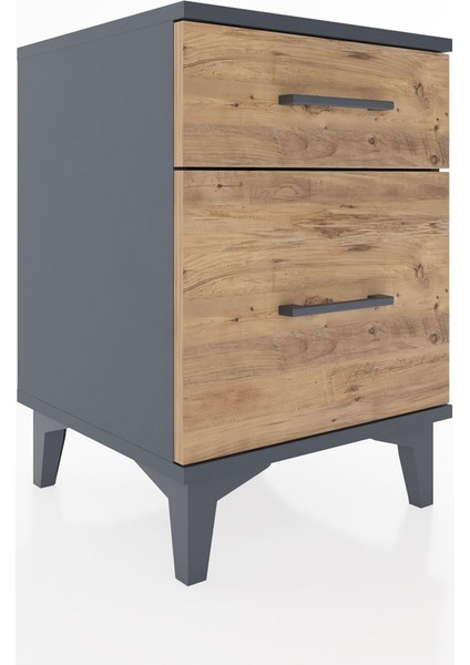 Hyperion Komodin 2 Çekmeceli 44X44X64 Antrasit-Çam fiyatları