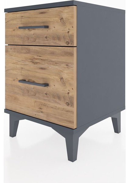 Hyperion Komodin 2 Çekmeceli 44X44X64 Antrasit-Çam modelleri