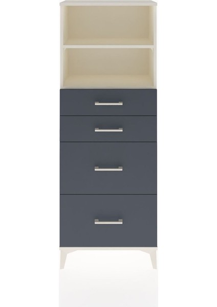 Arges Dolap 2 Raflı 4 Çekmeceli 60X30X163 Aytaşı-Antrasit