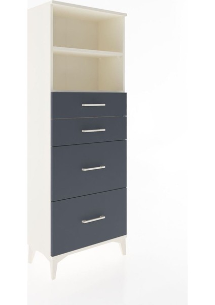 Arges Dolap 2 Raflı 4 Çekmeceli 60X30X163 Aytaşı-Antrasit fiyatları