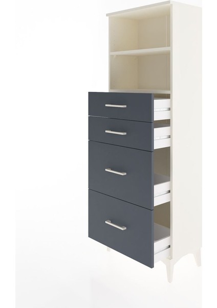 Arges Dolap 2 Raflı 4 Çekmeceli 60X30X163 Aytaşı-Antrasit fırsatları