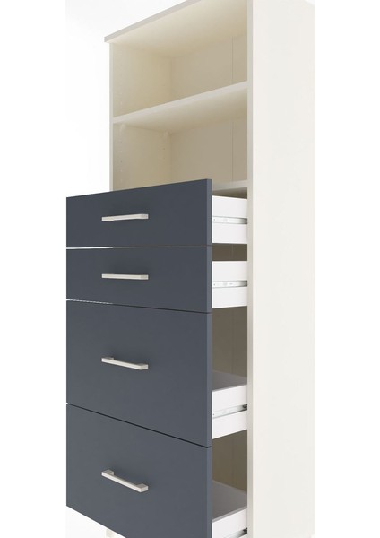 Arges Dolap 2 Raflı 4 Çekmeceli 60X30X163 Aytaşı-Antrasit indirimleri