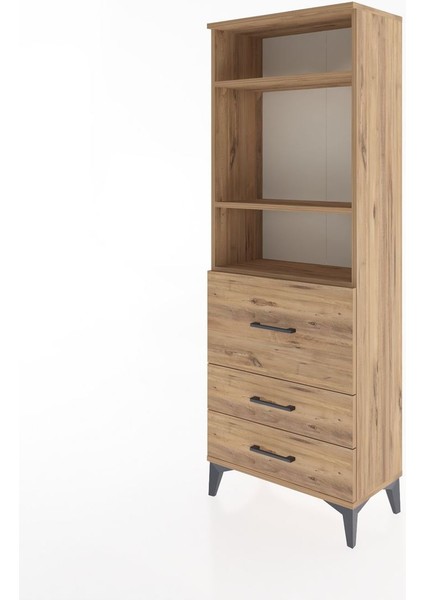Arges Dolap 3 Raflı 3 Çekmeceli 60X30X163 Çam-Çam modelleri