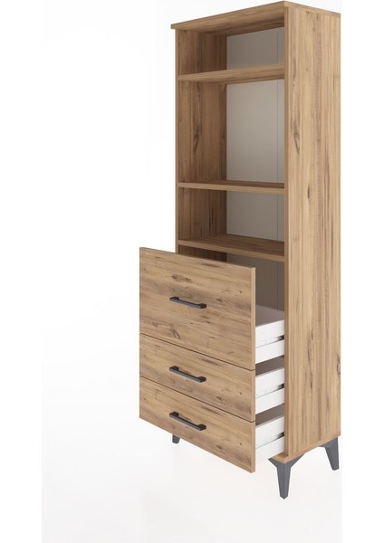 Arges Dolap 3 Raflı 3 Çekmeceli 60X30X163 Çam-Çam fırsatları