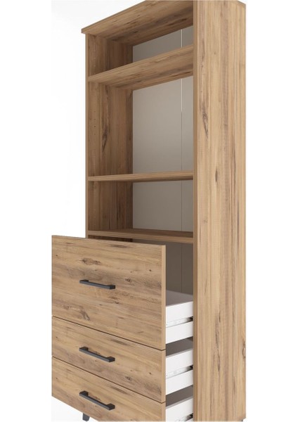 Arges Dolap 3 Raflı 3 Çekmeceli 60X30X163 Çam-Çam indirimleri