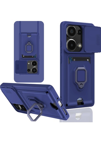 Xiaomi Redmi Note 13 Pro 4g Uyumlu Taşıma Askılı - Kartlıklı - Stantlı - Kamera Korumalı Silikon Telefon Kılıfı