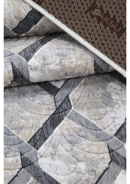 Gri Kaymaz Tabanlı Kabartmalı Çok Amaçlı Yıkanabilir Halı modelleri