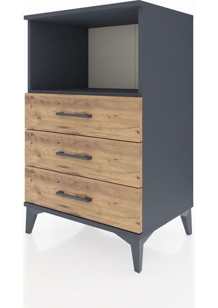 Hyperion Komodin Tek Raflı 3 Çekmeceli 60X44X96 Antrasit-Çam modelleri