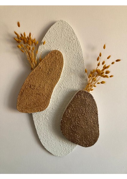 Iskandinav 3 Boyutlu Beton Görünümlü Duvar Dekoru/bohem 2'li Duvar Vazolu Dekor