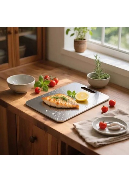 Paslanmaz Çelik Kesme Tahtası, Sebze Meyve Doğrama Tahtası, Hijyenik Yüzey, Orta Boy fiyatları