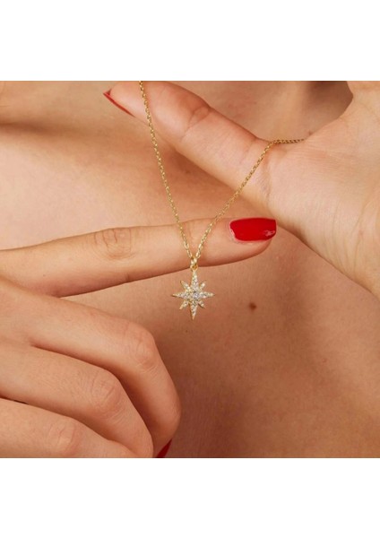Yıldız Model Taşlı Çelik Gold Kolye fiyatları