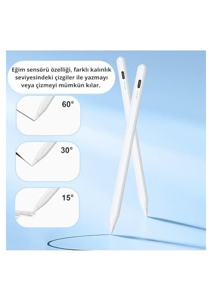 IPAD(2018-2025) Için Stylus Tablet 2018 Sonrası Tüm iPad Modellerinine Uyumlu Eğim Sensörlü Avuç Içi Reddi Aktif (Beyaz, Ipad Uyumlu Stylus) modelleri