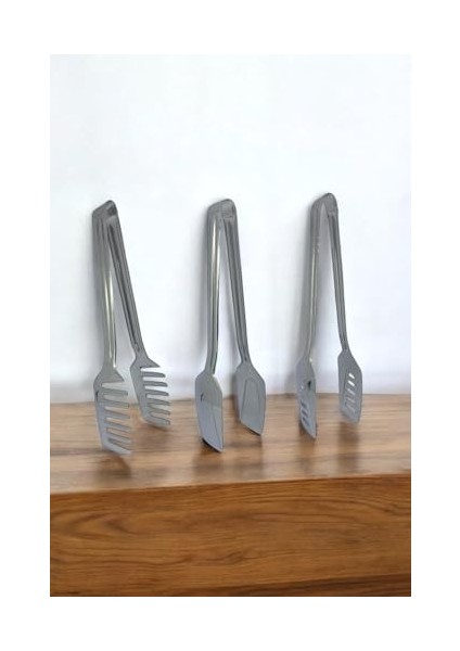 Lü Paslanmaz Çelik Makarna/salata ve Pasta/börek Maşası- 3 Parça Maşa Seti- 23 cm modelleri