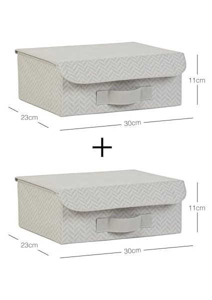 Textile 2&apos;li Gri Kapaklı Kutu Set 30 x 23 x 11 cm modelleri