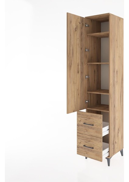 Hyperion Dolap 4 Raflı 2 Çekmeceli Tek Kapaklı 44X44X221 Çam-Çam fırsatları