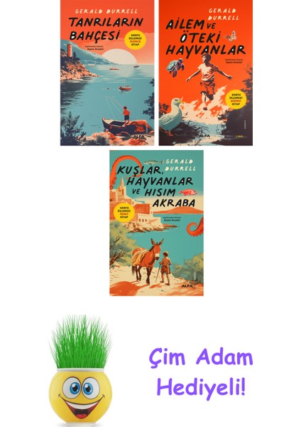 Gerald Durrell 3 Kitap Seti + Çim Adam Hediye