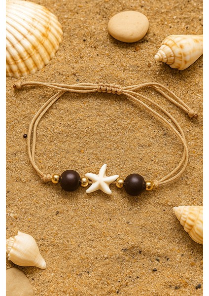 Kum Rengi Deniz Yıldızı Bileklik - El Yapımı Ayarlanabilir