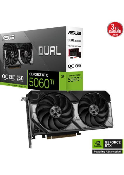 DUAL-RTX5060TI-O8G 8gb Ddr7 128BIT 3xdp Ekran Karti